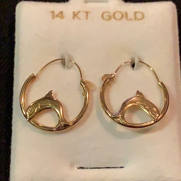 Jewelry - 14k Gold Dolphin Hoop Earrings 🐬 Jewelry - 14k Gold Dolphin Hoop Earrings 🐬